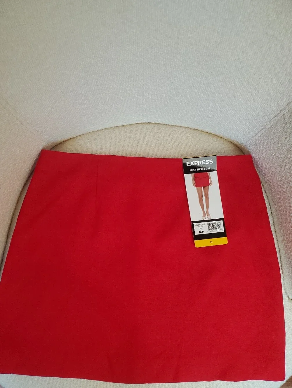 NWT Express Red Mini Skirt Linen Blend Women's Size Medium  Hidden Back Zipper - Picture 5 of 9
